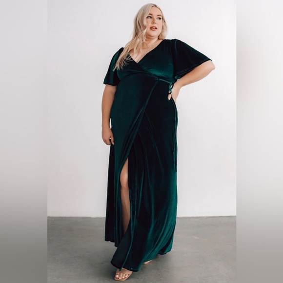 Baltic Born Meghan Velvet Wrap Maxi Dress Emerald Size XXL - Picture 1 of 6